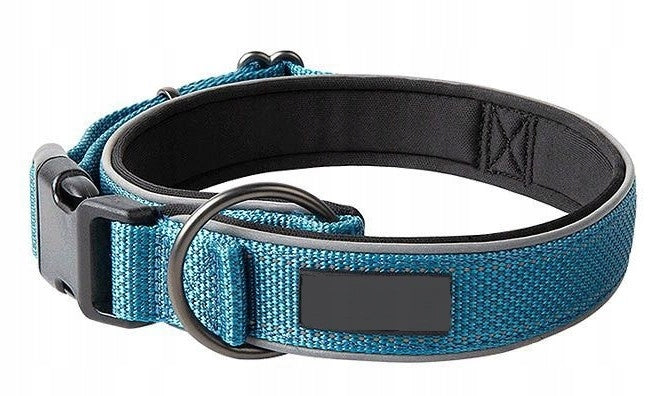 Strong, reflective dog collar blue L