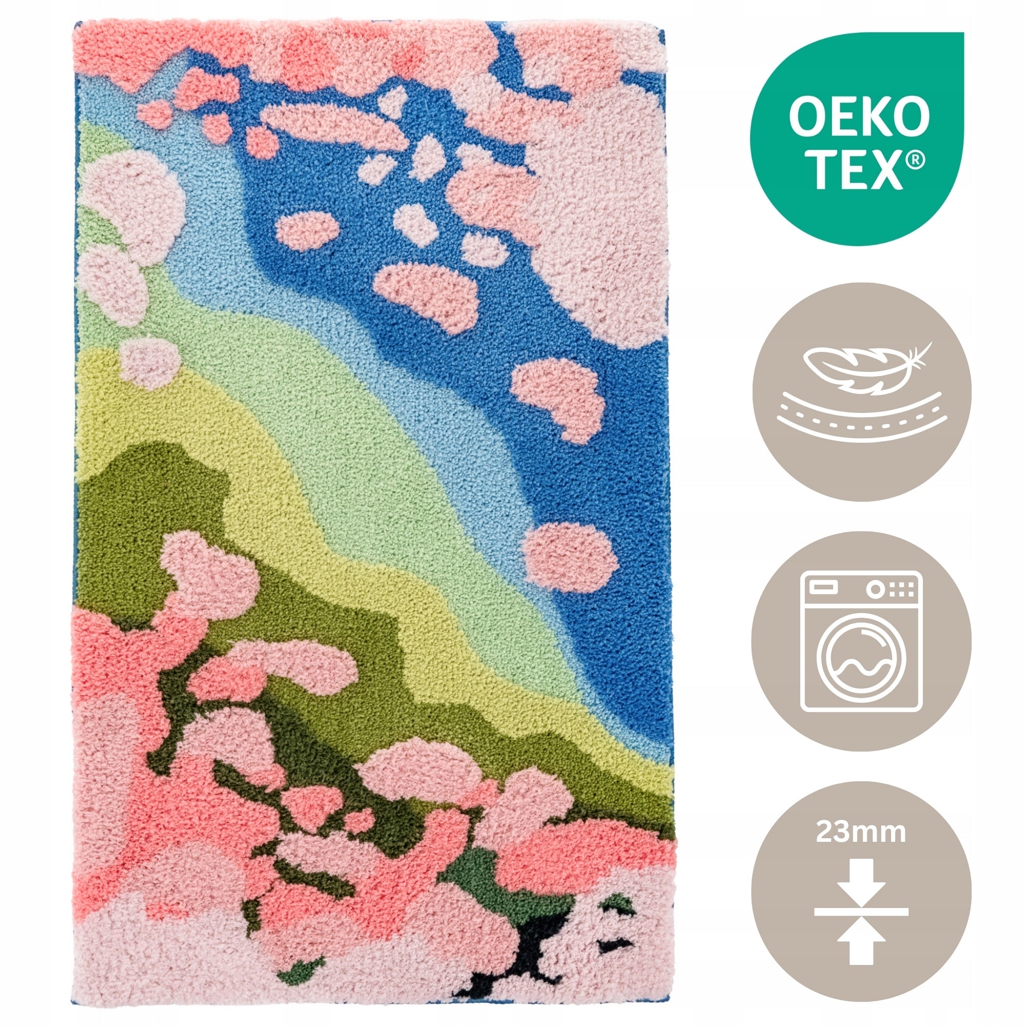 Structural Carpet Colorful 60x100cm Sidewalk Fluffy Decorative Soft Nice Thickness 28 mm