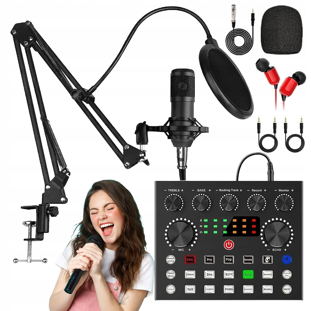 Studio Condenser Microphone for PC Gaming for Karaoke Sound Mixer