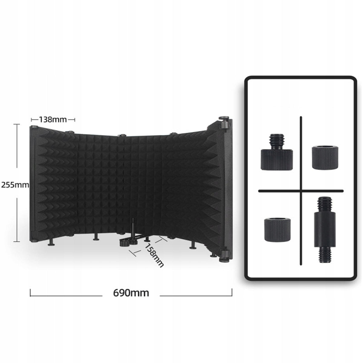 Studio Recording Mic Isolation Shield Portable 69cmx25.5cm No Tripod Packaging status original