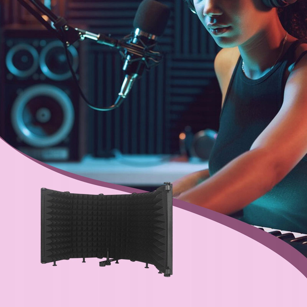 Studio Recording Mic Isolation Shield Portable 69cmx25.5cm No Tripod