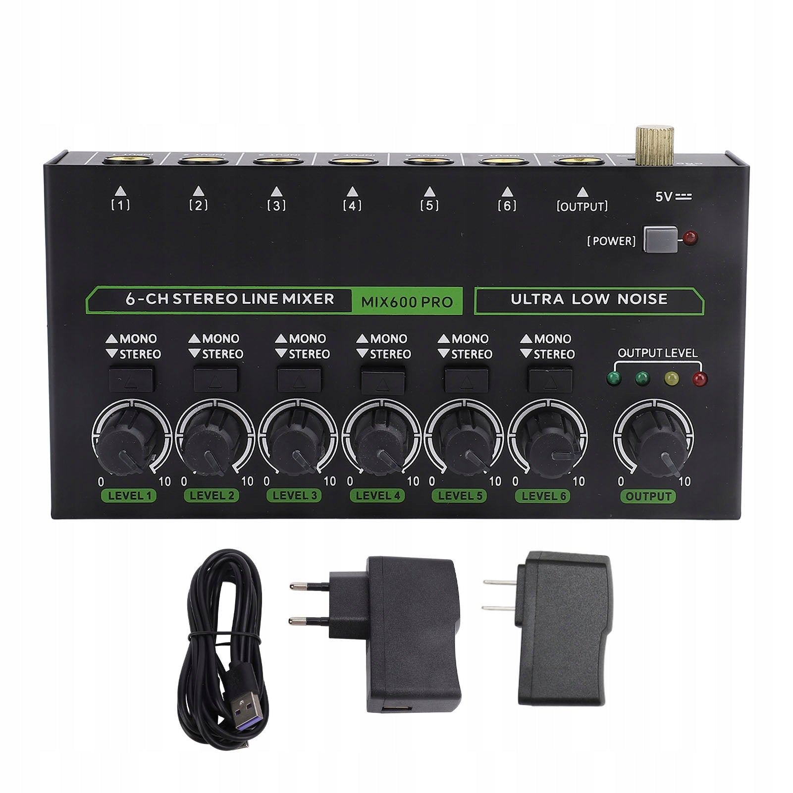 Studio Sound Mixer with RGB Light, Low Noise, 6 Channels (Mono/Stereo)