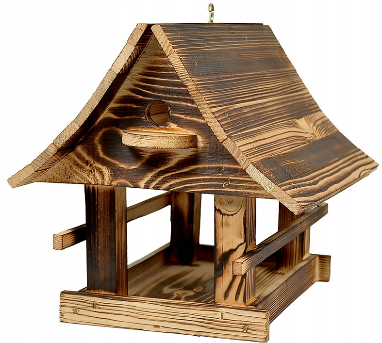 Sturdy XXL Wooden BIRD FEEDER + Tanned Wood HOOK 25x26x30CM Manufacturer Woodok
