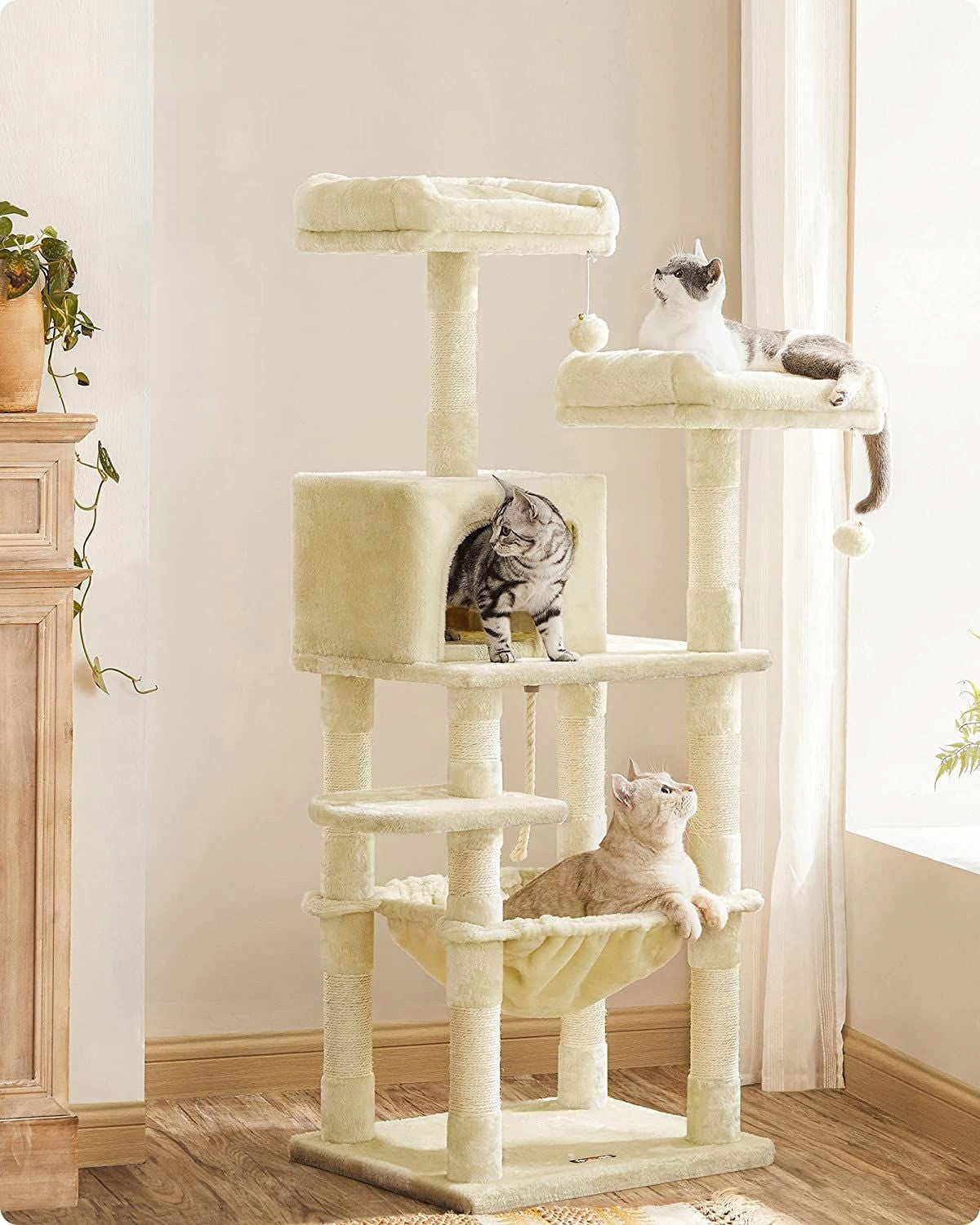 Sturdy scratching post cat house tower bed cave posts sisal beige Manufacturer code 6955880393978