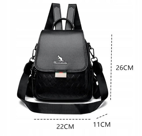 Stylish Backpack Bag 2in1 BLACK Women's Backpack Small Elegant Eco Leather Packaging status original