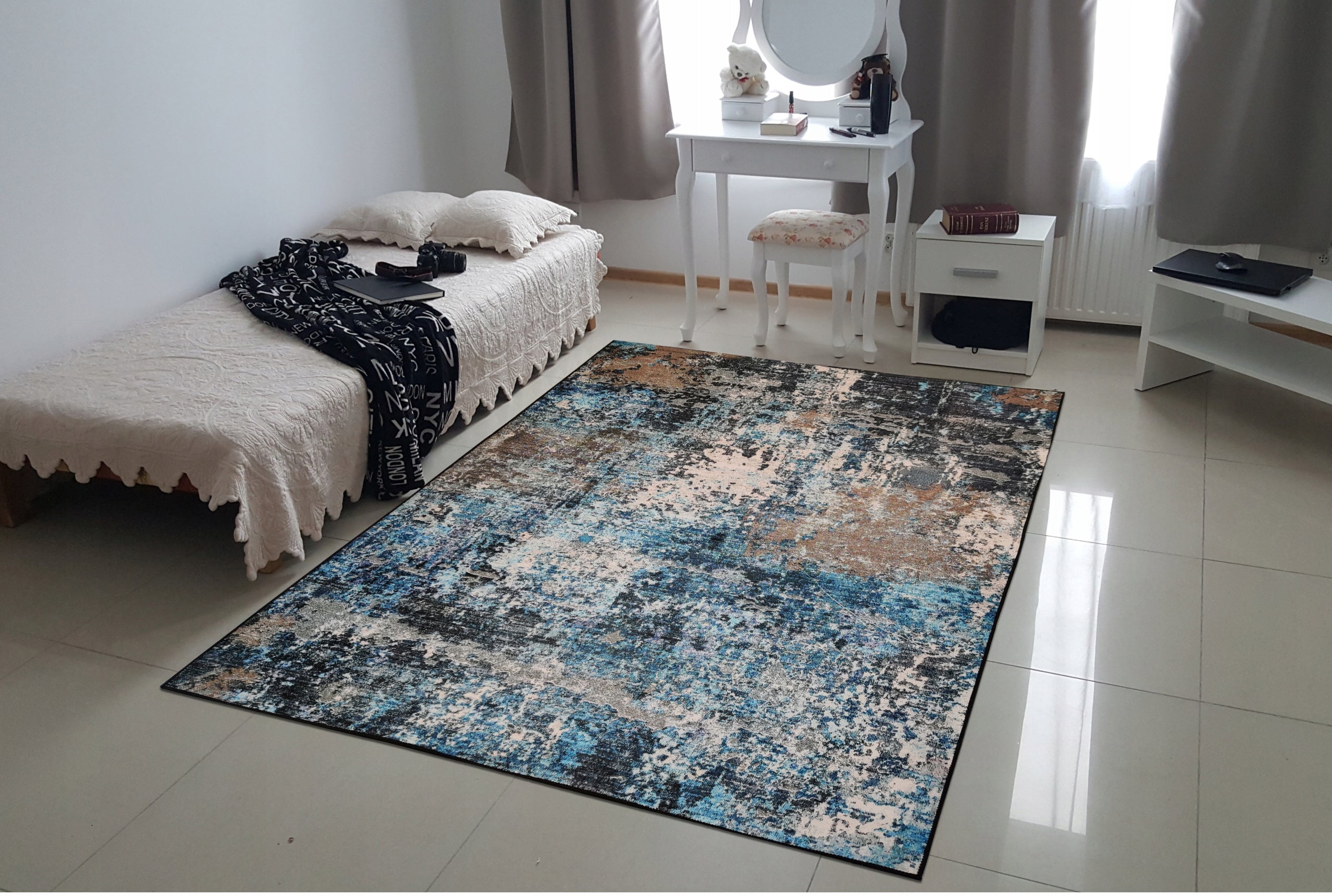 Stylish Carpet Fancy 160x230 Modern Stone Blue Brown Glamour EAN (GTIN) 5906770252067