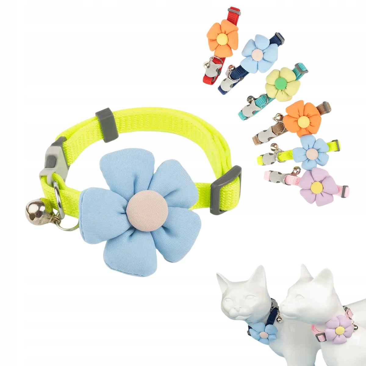 Stylish Cat Collar with Flower Dream Lime