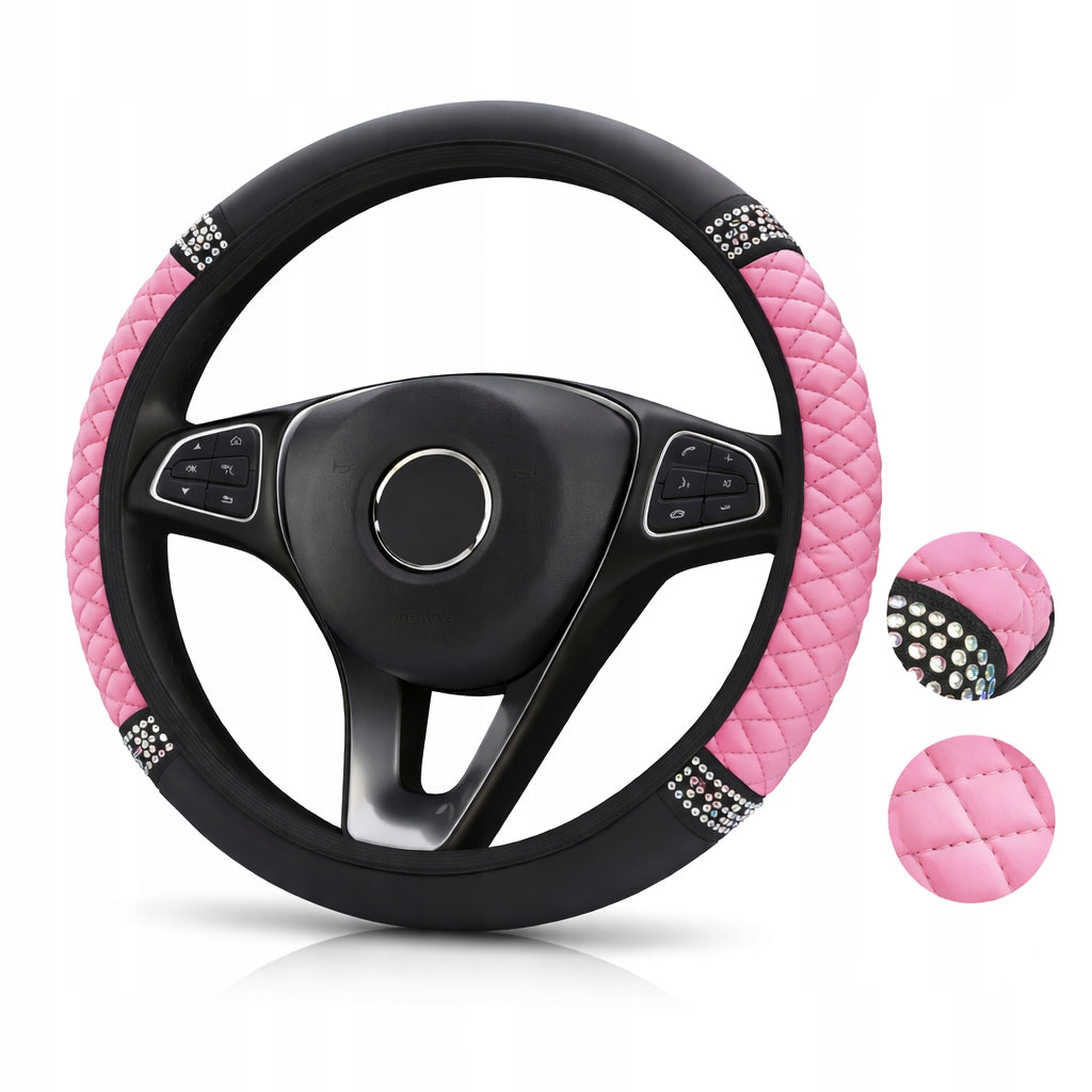 Stylish Diamond Steering Wheel Cover | Pink