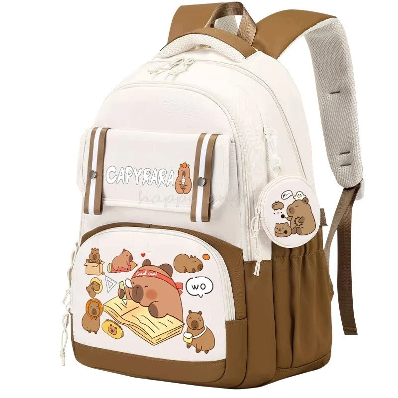 Stylish Kawaii Computer Backpack with Capybara, School Backpack for College,