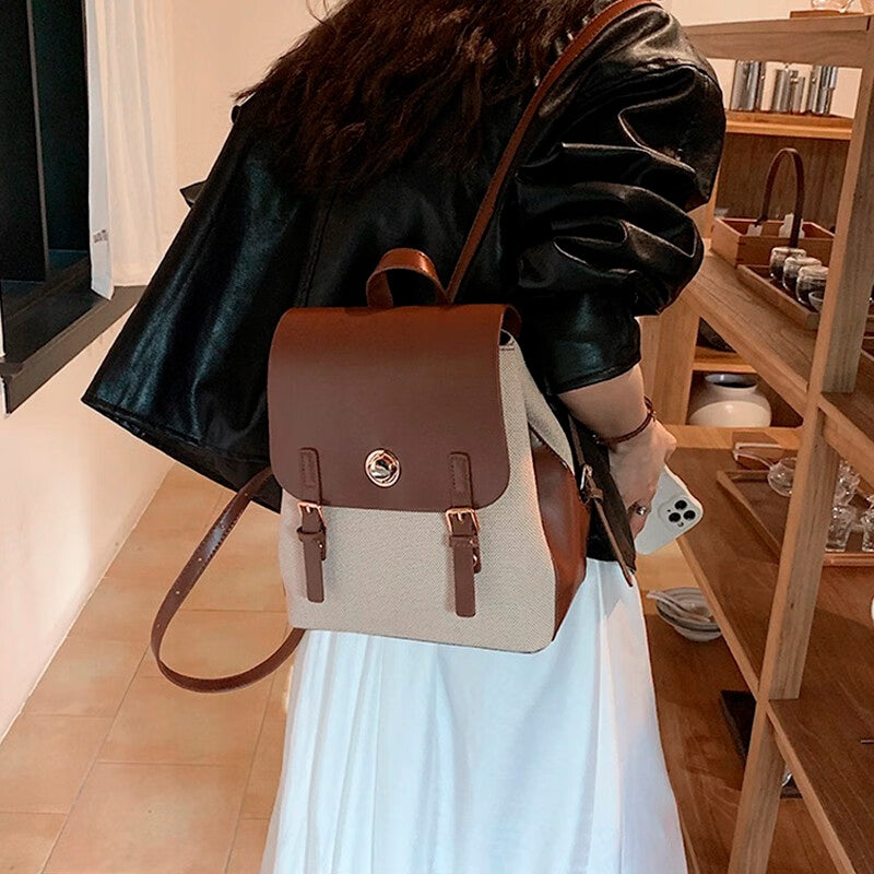 Stylish Korean College Backpack for Women, Brown Manufacturer code JD_YQQ_9413