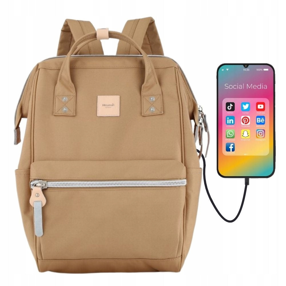 Stylish Women's Backpack Himawari Beige Waterproof Model 1881-15 Laptop Packaging status original