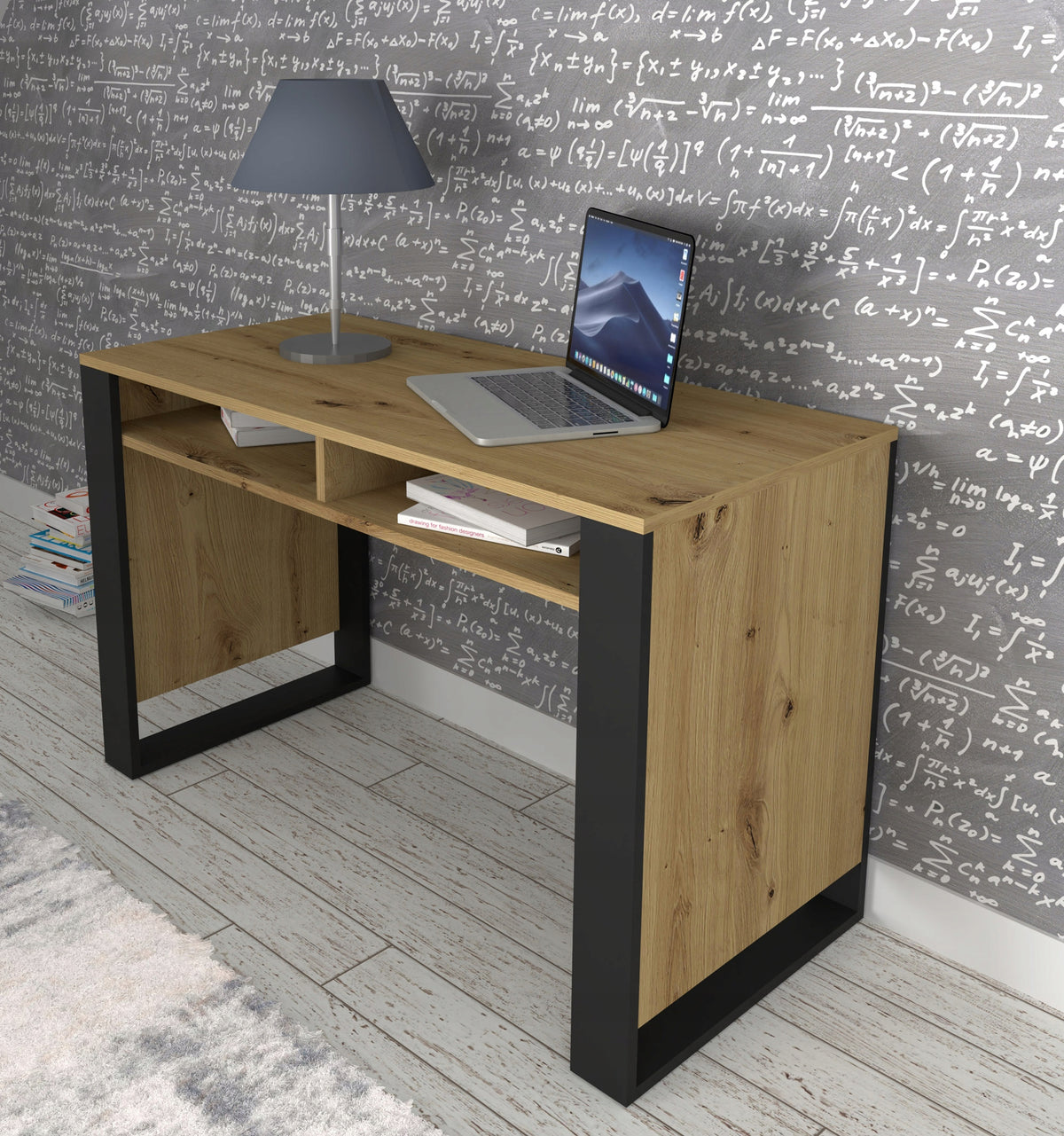 Stylish desk 120 x 55 x 75 cm black/oak artisan EAN (GTIN) 5903769736317