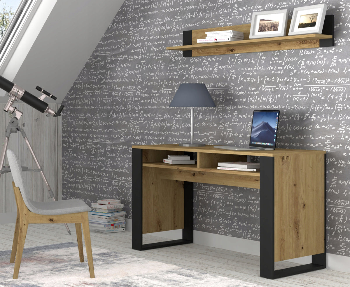 Stylish desk 120 x 55 x 75 cm black/oak artisan