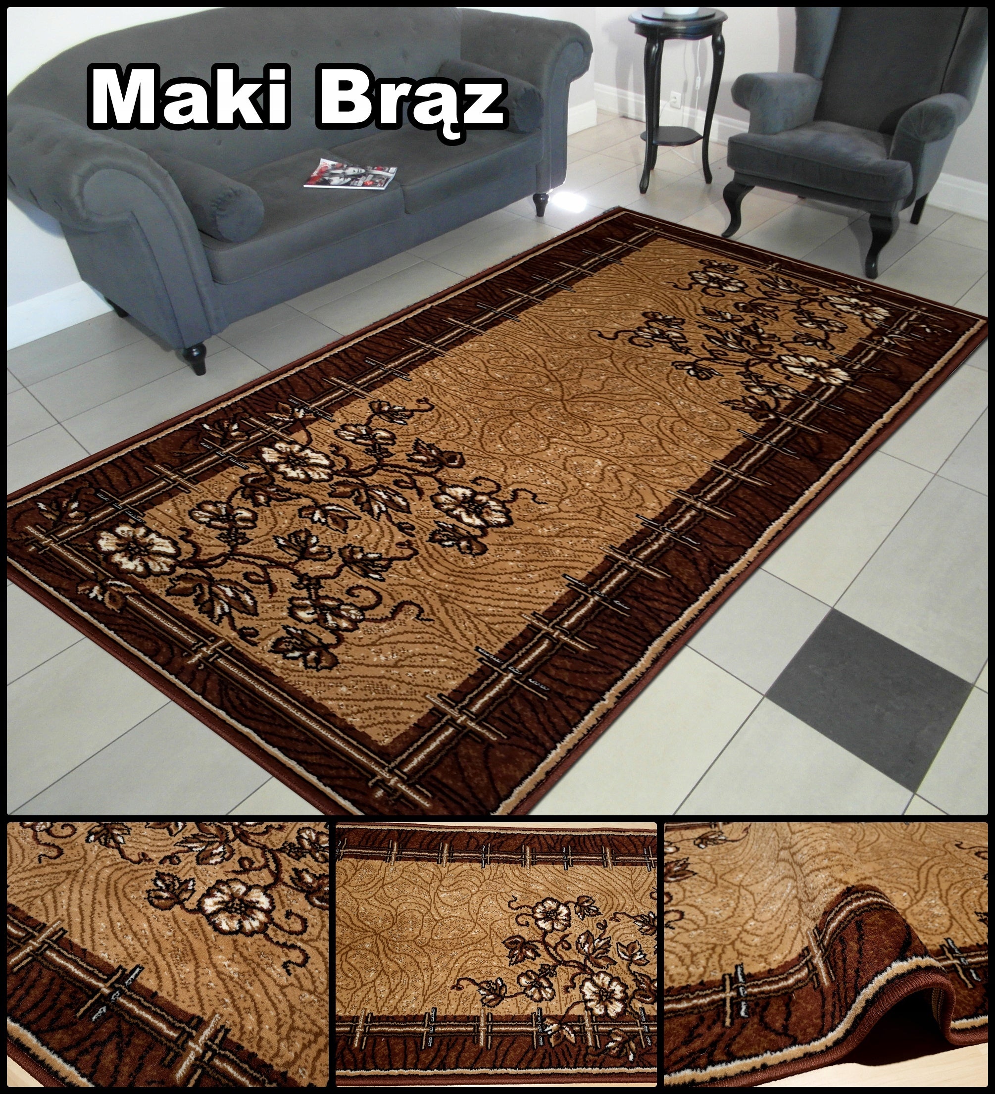 Stylish woven carpet Shiraz Bcf 80x250 Sidewalk for hallway living room - mix patterns Brand Alfa