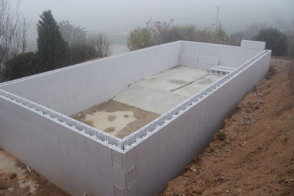 Styrofoam blocks for pool construction 9x4x1,5m HIRSCH Porozell POWER S Volume 75000 l