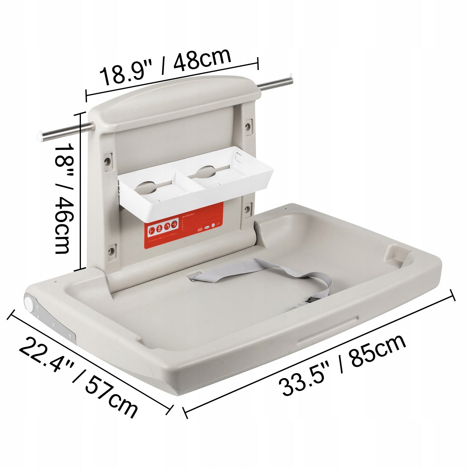 SucceBuy Baby Changing Table Folding 85x57x47CM Colour Grey HDPE Brand SucceBuy
