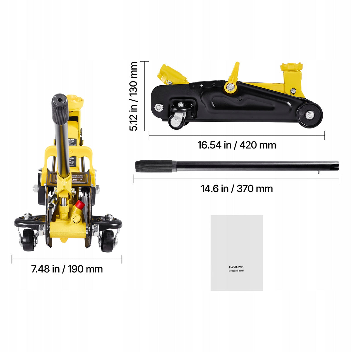 SucceBuy Car Lift Lifting Capacity 1,5T Height 13-31CM With Wheel 360° Maximum lifting height 310 mm