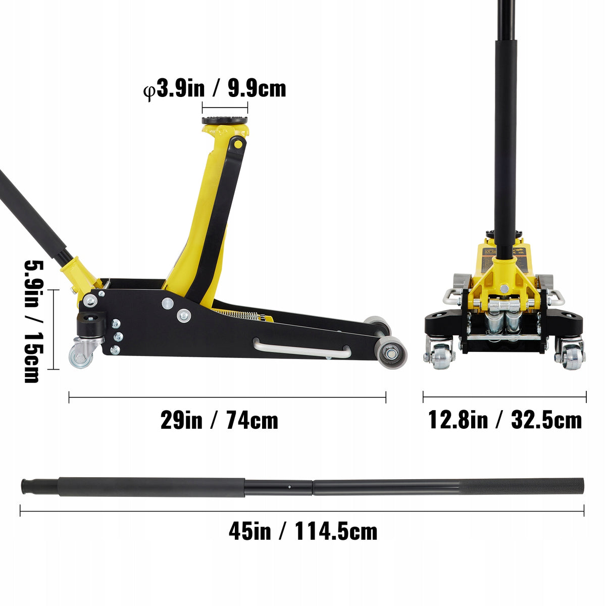SucceBuy Floor Lift Low Profile Load Capacity 3T Aluminium And Steel Maximum lifting height 500 mm