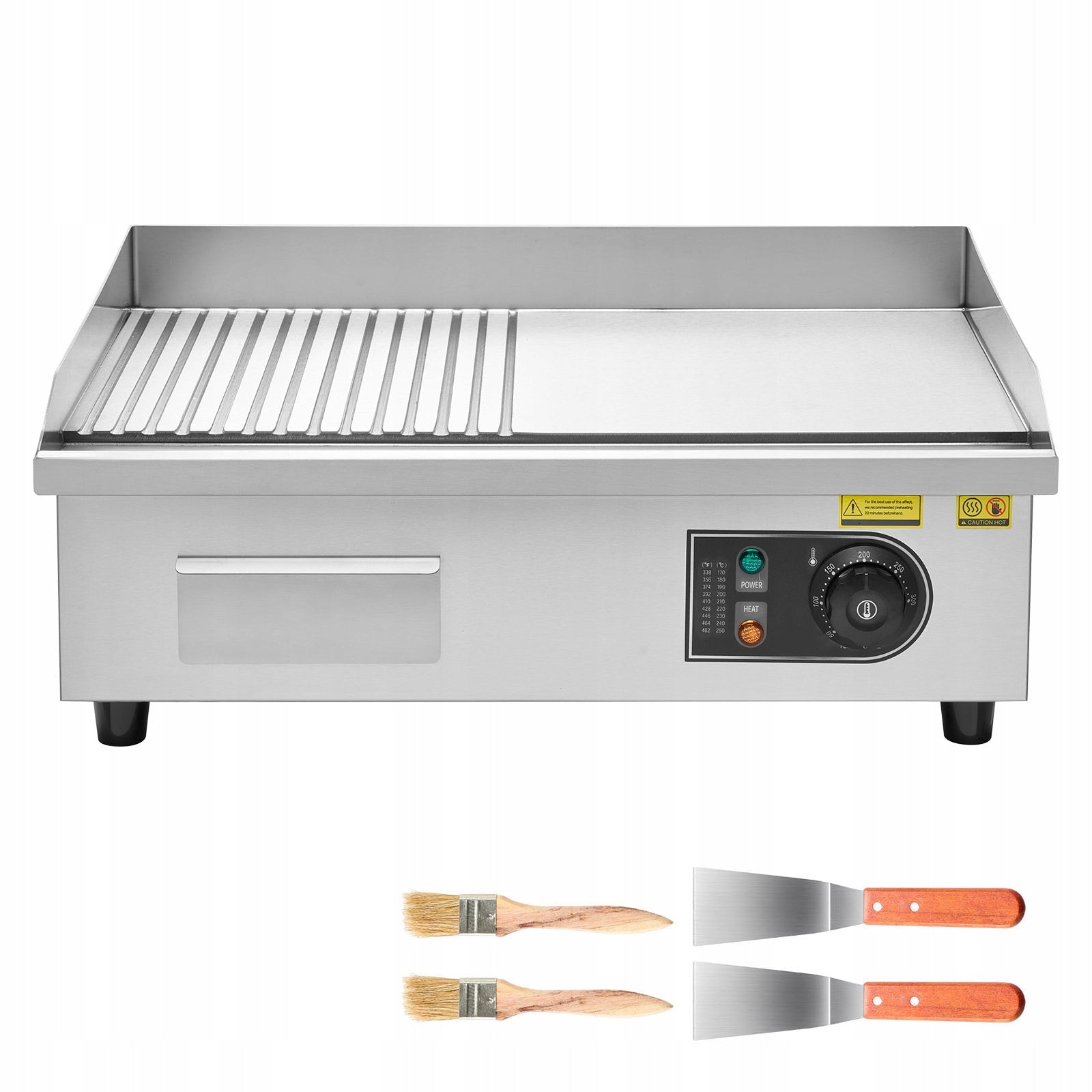 SucceBuy Grill Plate 3200W 53,5x30CM Half Ribbed Half Smooth