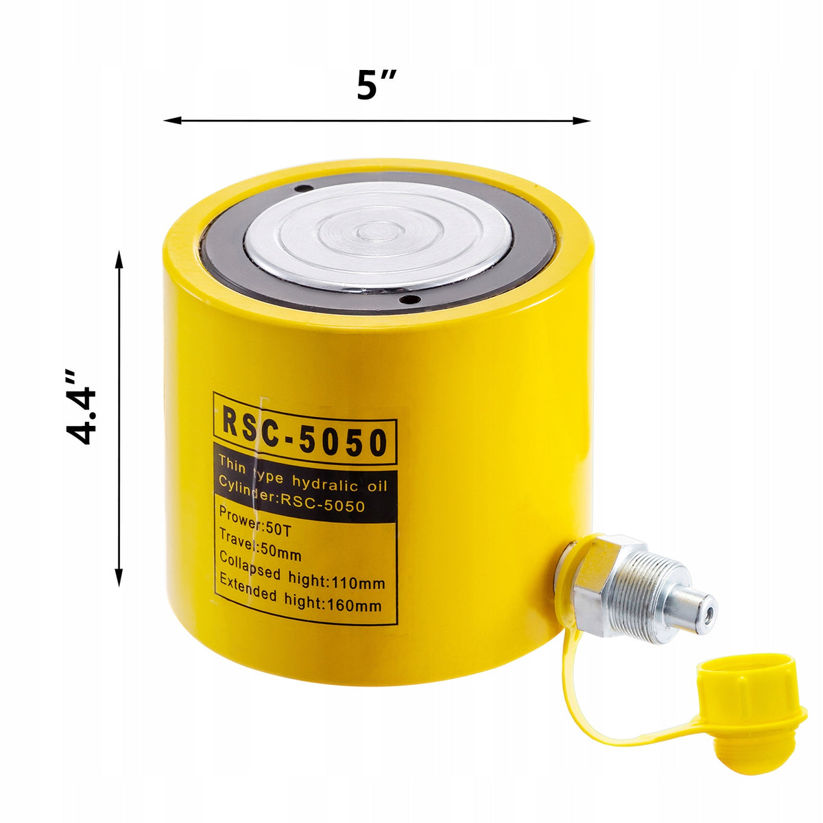 SucceBuy Hydraulic Cylinder With Empty Piston 9,8KG Capacity 50T 50MM Maximum lifting height 162 mm