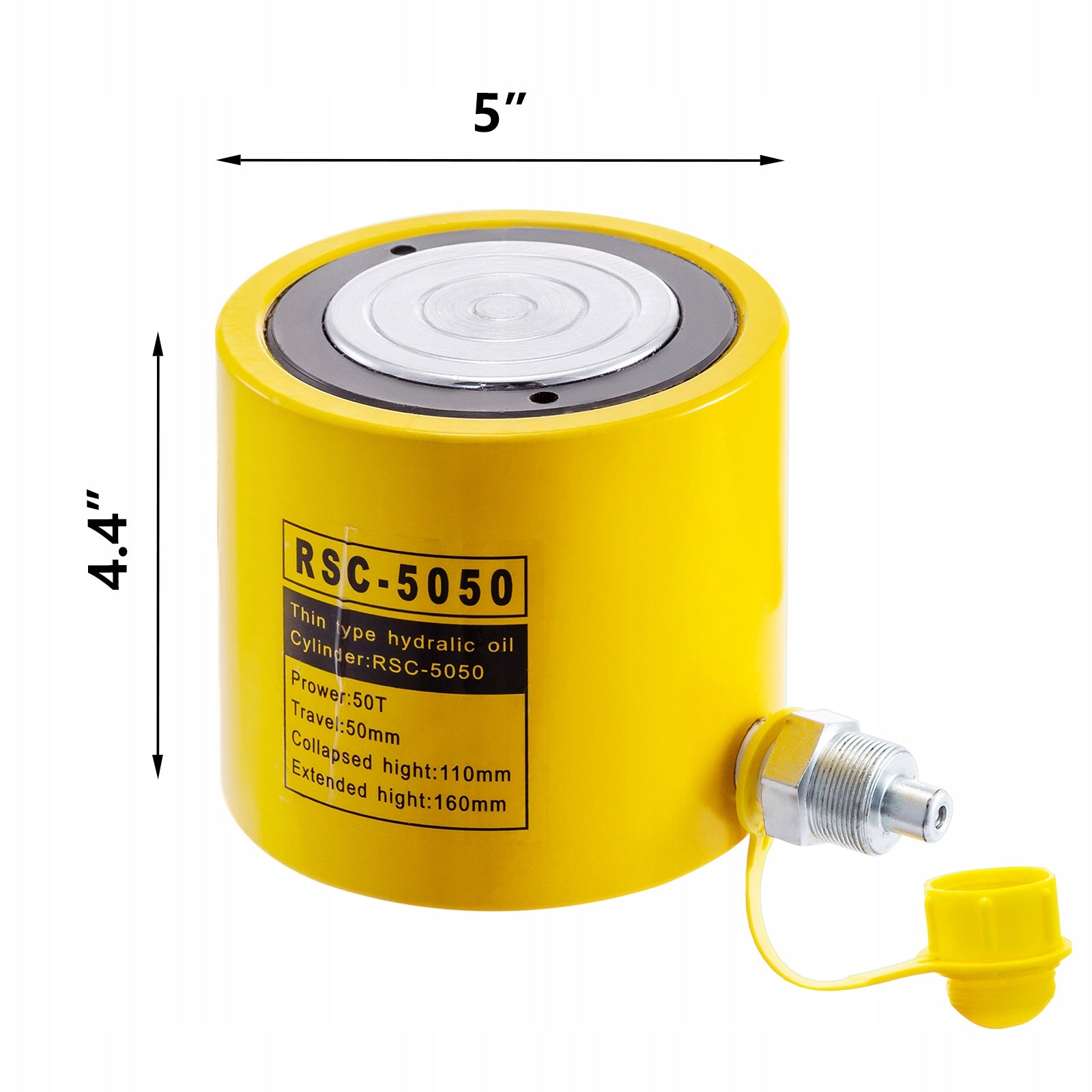 SucceBuy Hydraulic Cylinder With Empty Piston 9,8KG Capacity 50T 50MM Maximum lifting height 162 mm