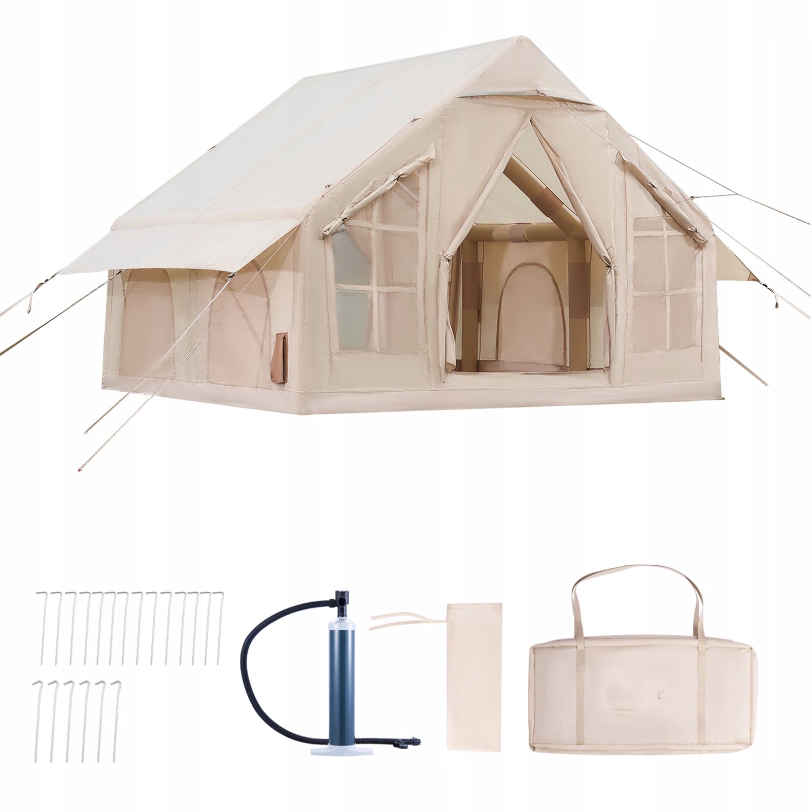 SucceBuy Inflatable Tent With Pump 3x2x2.3M 4-6 Person Oxford Fabric