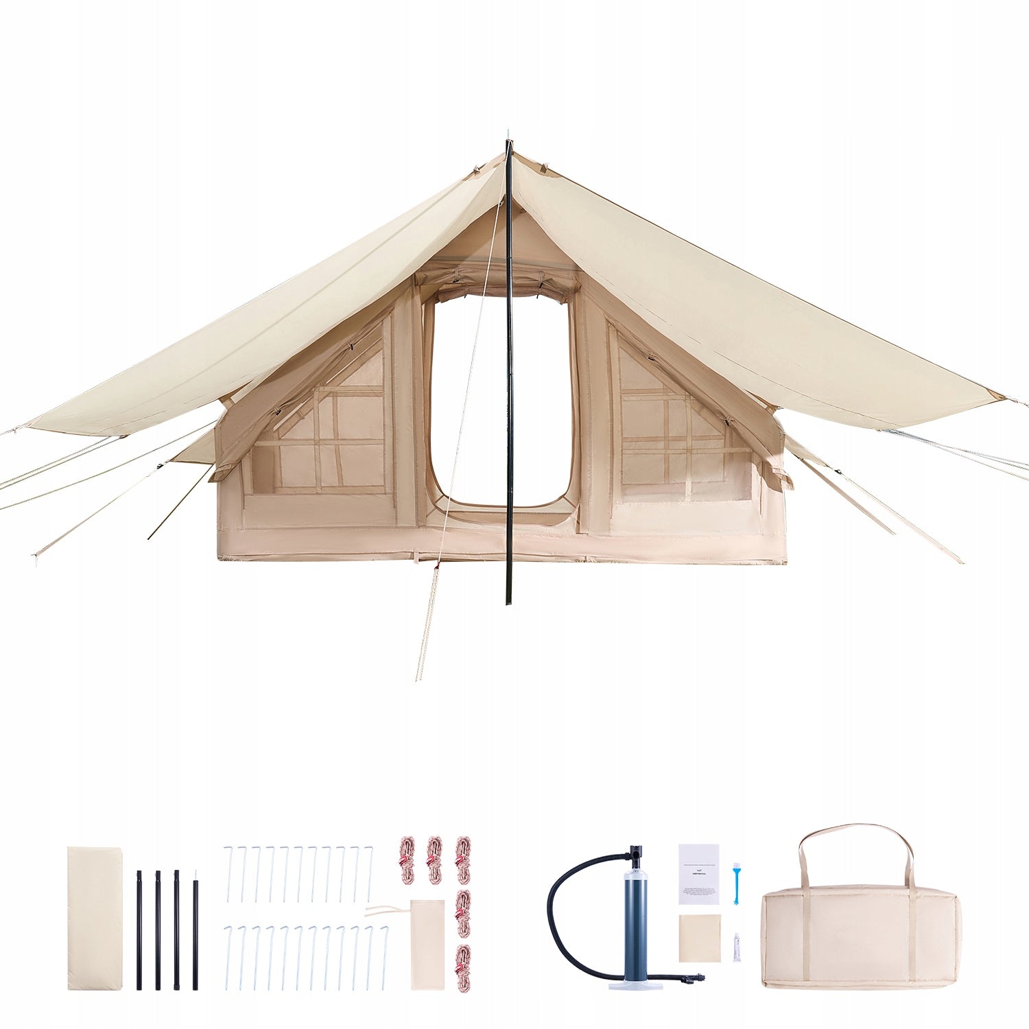 SucceBuy Inflatable Tent With Pump 3x2x2M 3-5 Person Oxford Fabric