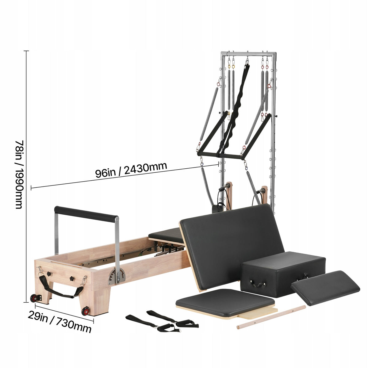 SucceBuy Pilates Reformer 2 In 1 Rubberwood Home Gym With Resistance Manufacturer code TSPLTHXCXJMB