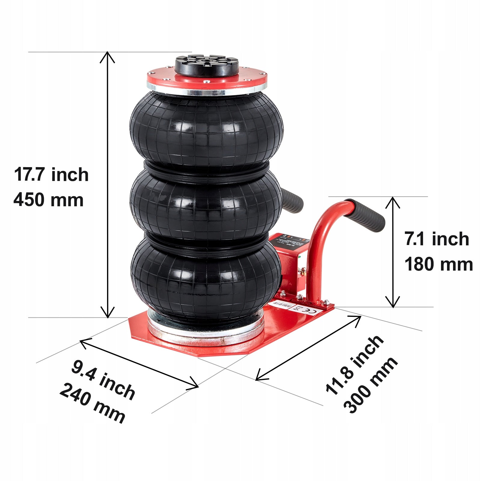 SucceBuy Pneumatic Lift 3T 140-450MM Red Labor Saving Maximum lifting height 450 mm