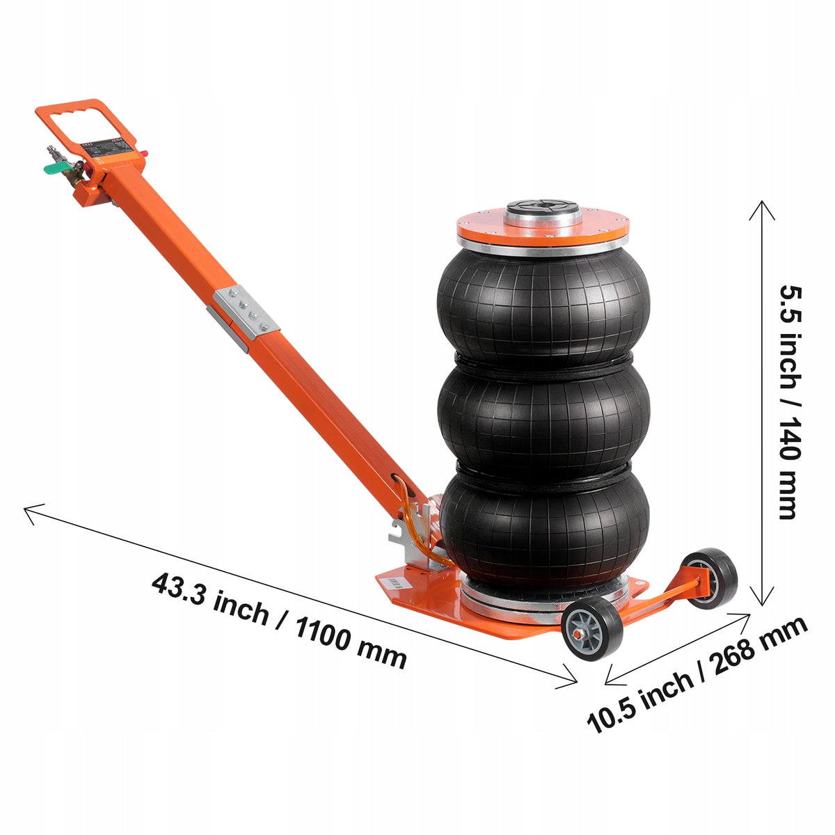 SucceBuy Pneumatic Lift Black Load Capacity 3T With Angle Adjustment Handle Maximum lifting height 364 mm