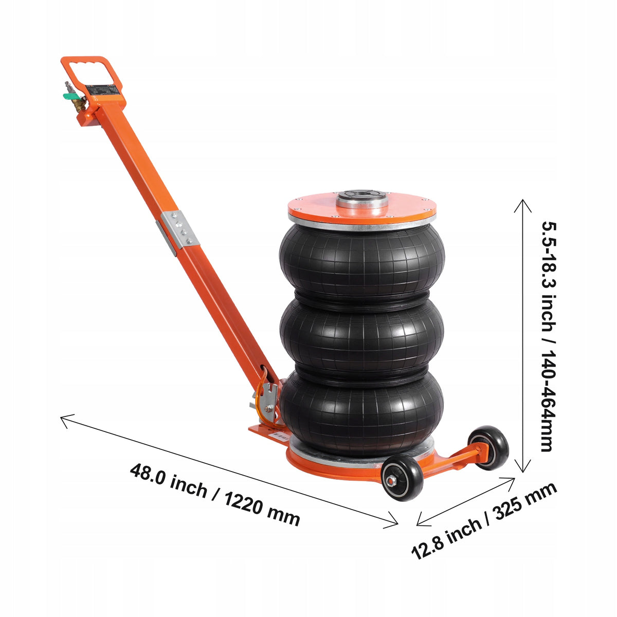 SucceBuy Pneumatic Lift Black Load Capacity 5T With Adjustable Long Handle Maximum lifting height 464 mm