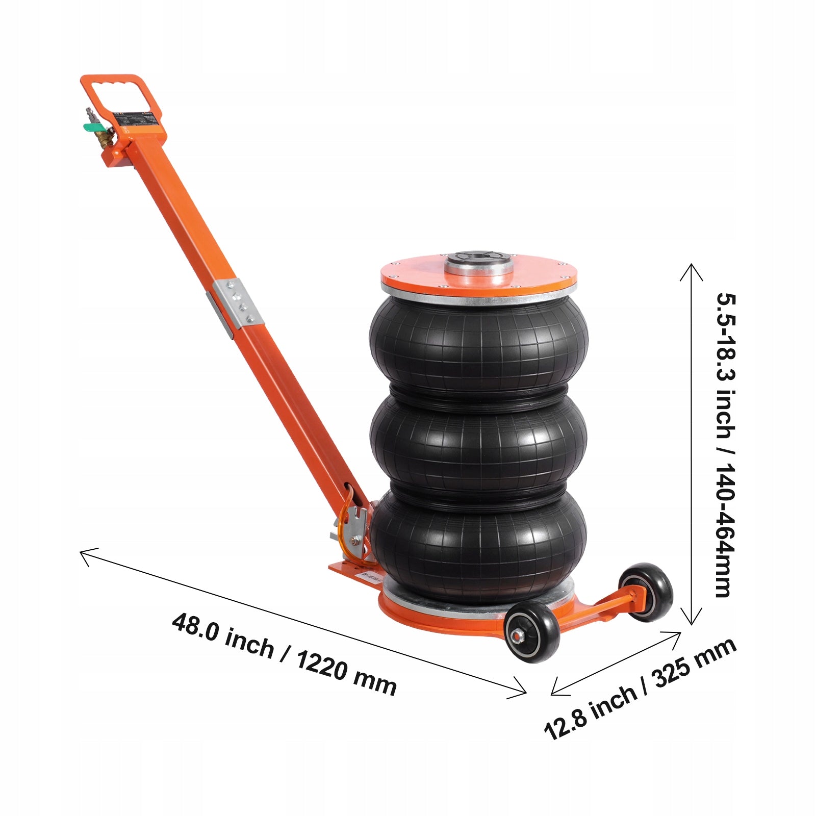 SucceBuy Pneumatic Lift Black Load Capacity 5T With Adjustable Long Handle Maximum lifting height 464 mm