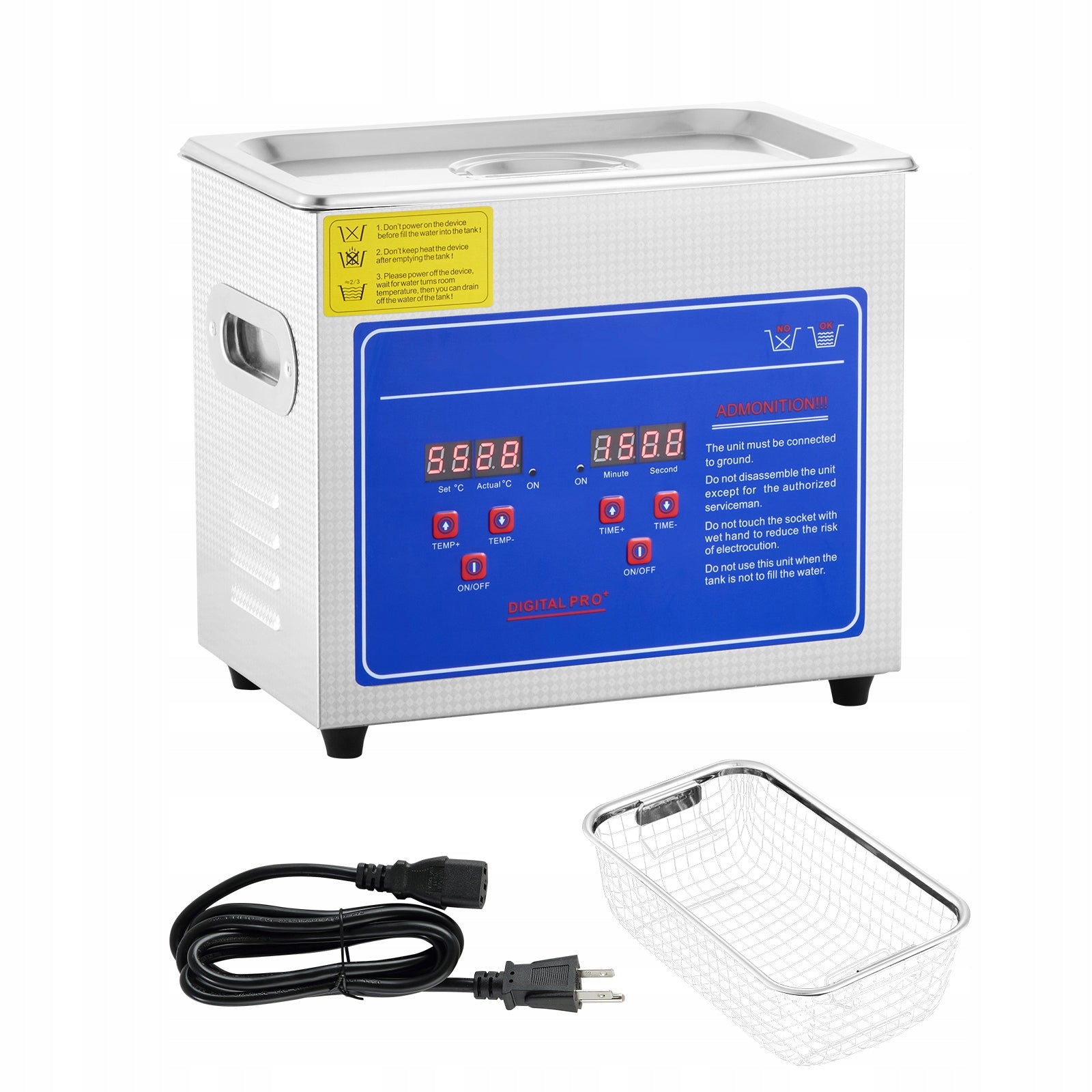 SucceBuy Stainless Steel Ultrasonic Cleaner 3L 220V 40KHz With Basket Brand no brand