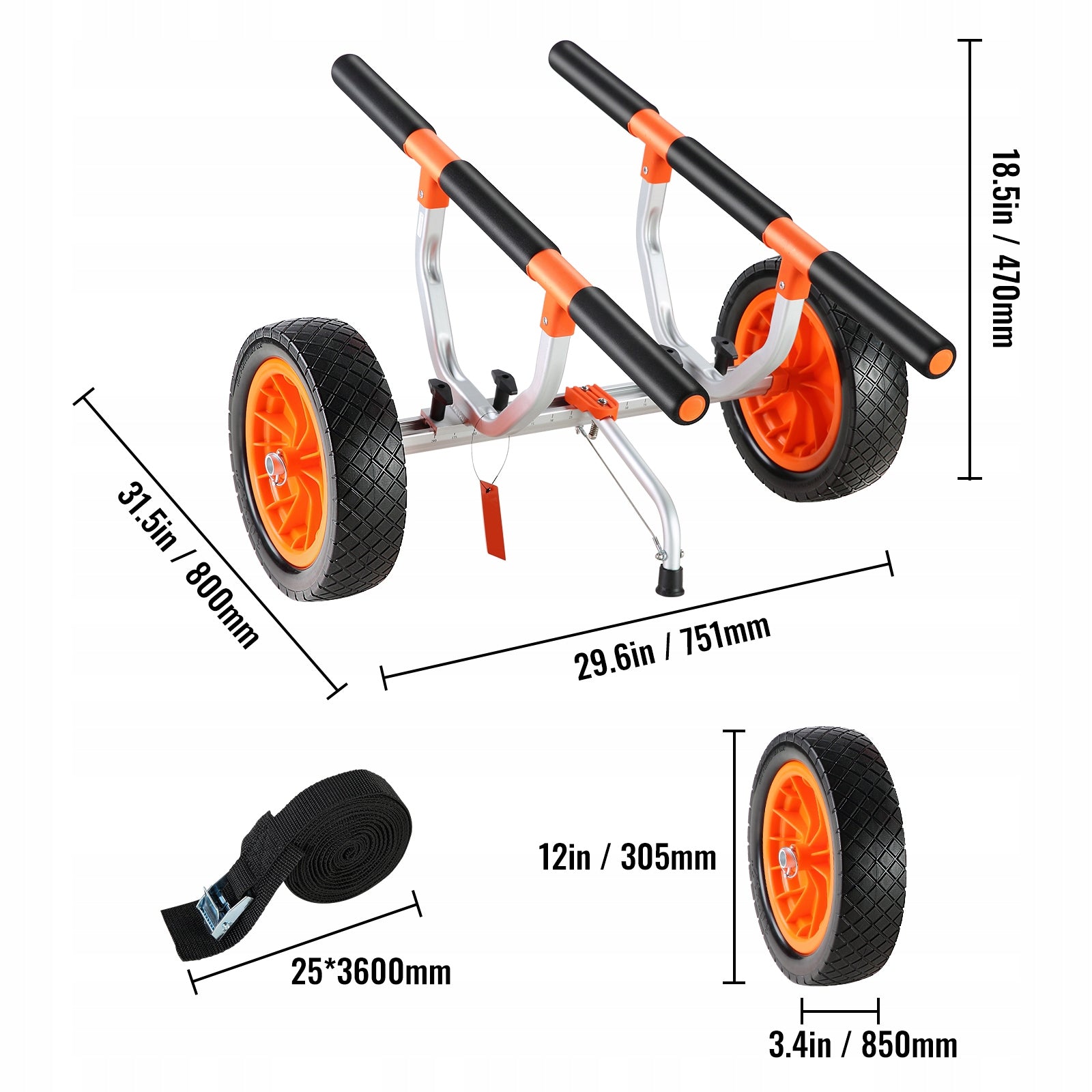 SucceBuy Transport Kayak Trolley For Kayak 204KG 800x751x470MM 5,2KG Manufacturer code S450LBS12