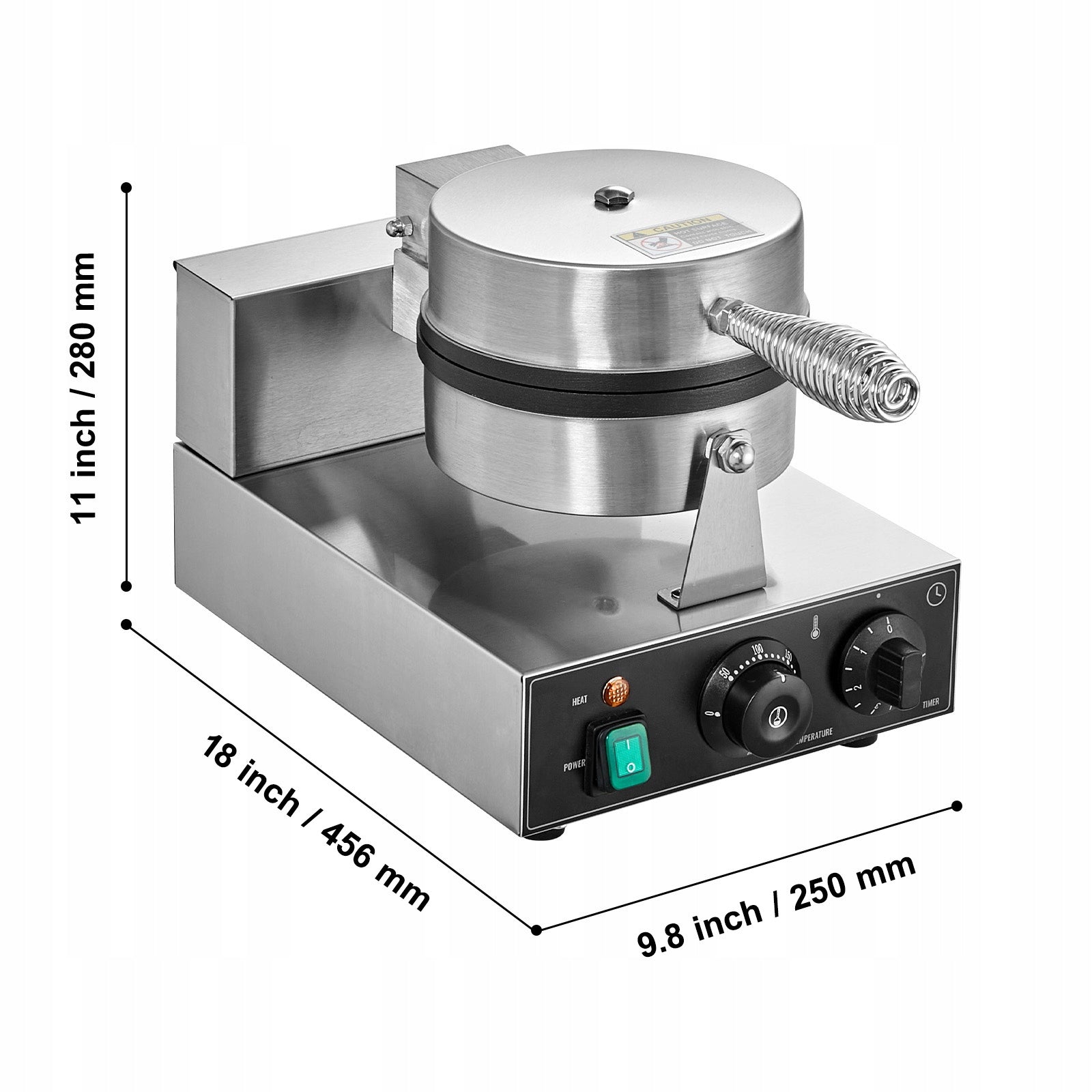 SucceBuy Waffle Iron 1230W 25x46,5x28CM Row Individual 1P Stainless Steel Power rating 1230 W