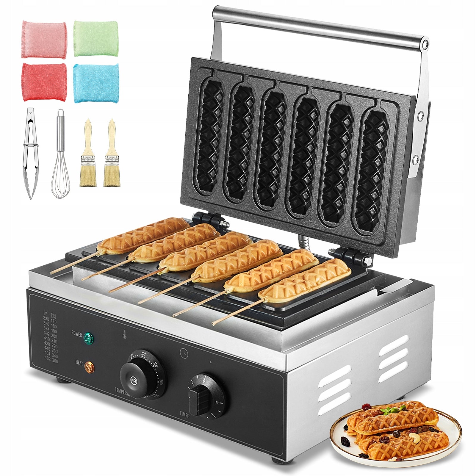 SucceBuy Waffle Iron 6 Pcs 1500W Silver At Home Kitchen Party Itp Manufacturer code SYYXHFBJDP6
