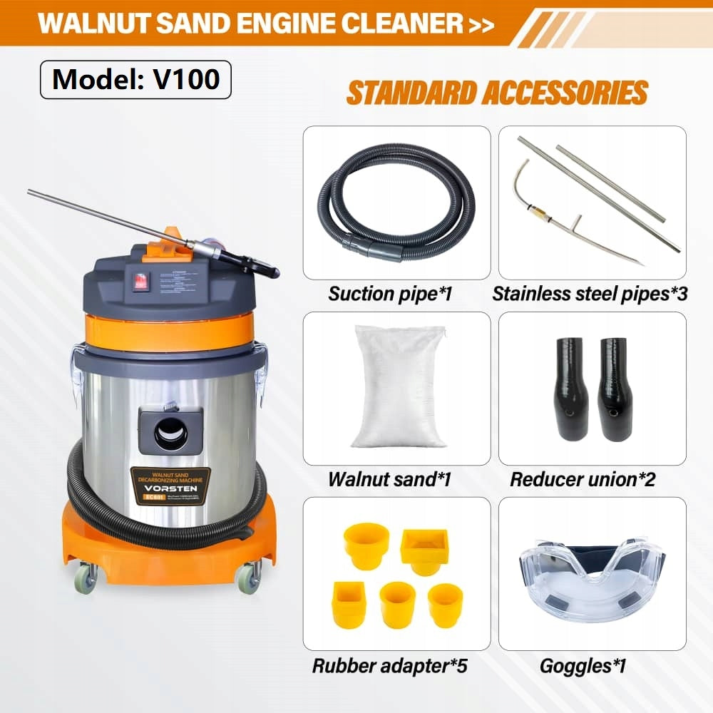 Suction Valve Cleaning Sandblaster + 2kg Abrasive Walnut Brand VORSTEN