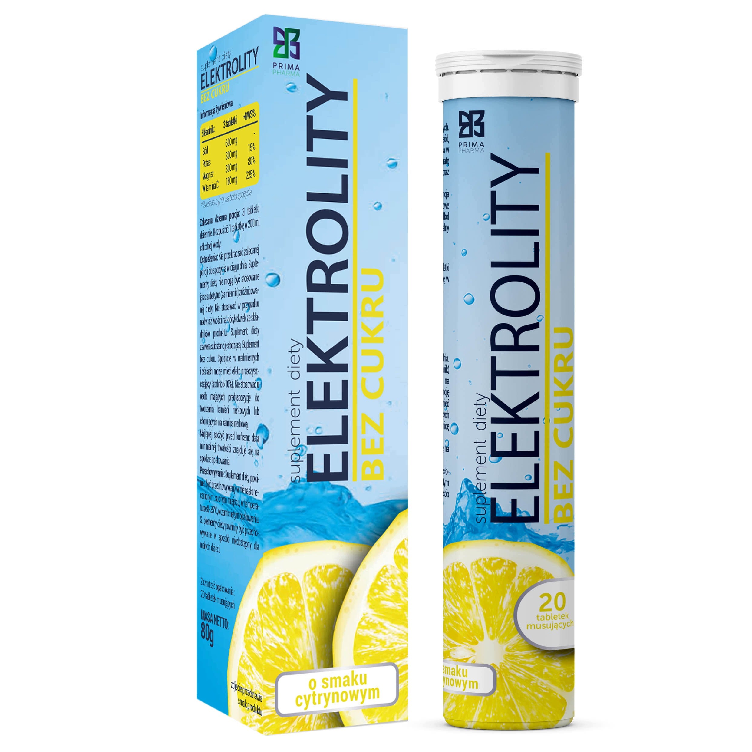 Sugar Free Electrolytes 20 Sodium Potassium Magnesium Effervescent Tablets Vitamin C Prima