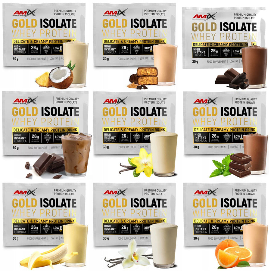 Sugar Free PROTEIN ISOLATE - set of 9 flavors WHEY ISOLATE PROTEIN GOLD SACHET