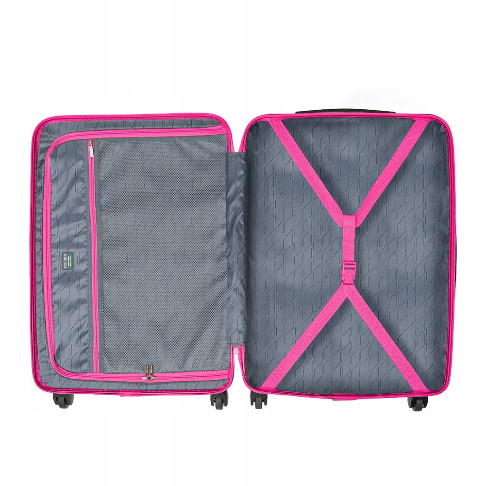 Suitcase Medium Travel On Wheels ABS Hard PUCCINI Pink ABS021B-3A Model ABS021B 3A