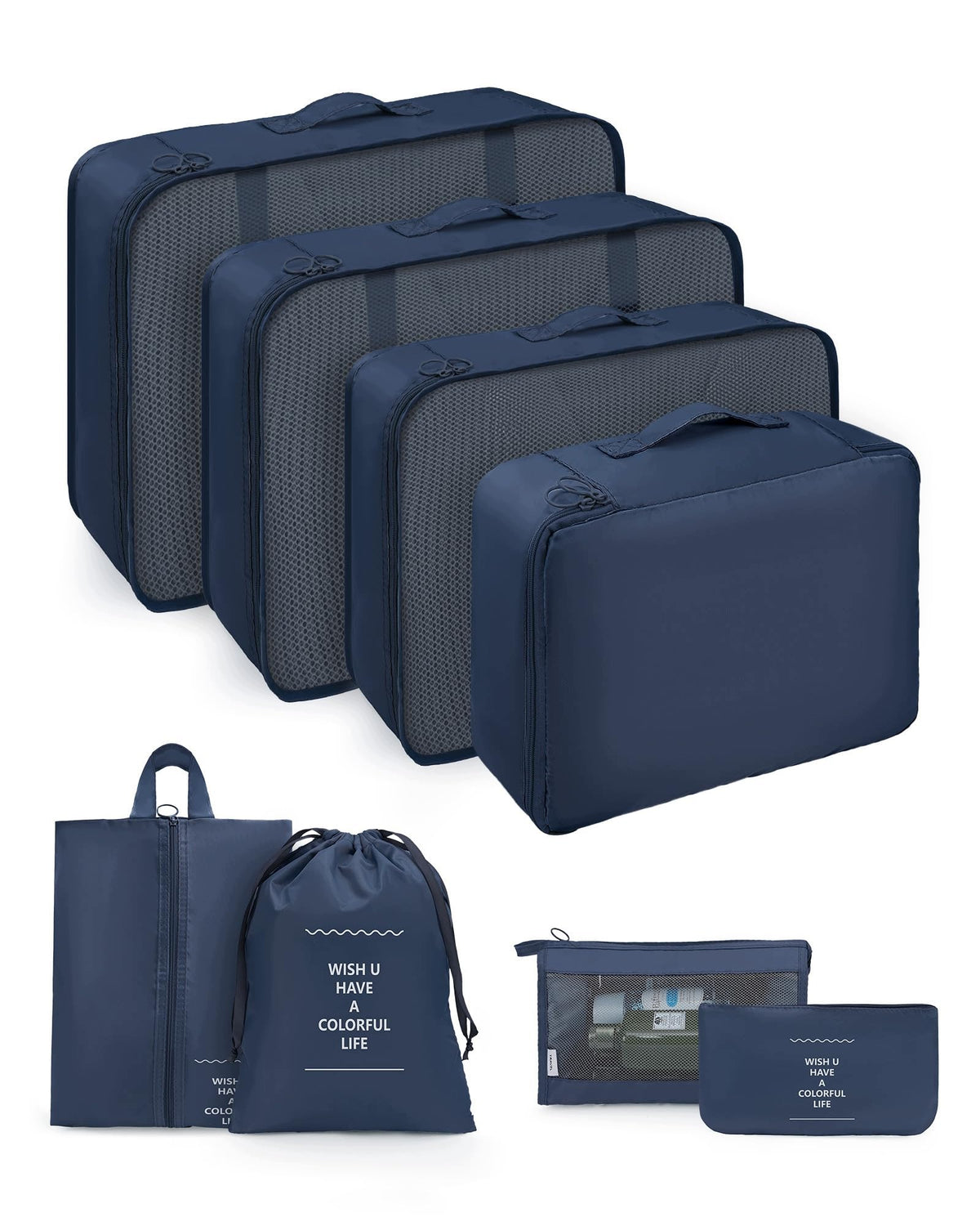 Suitcase Organizer 8 Pcs Carttiya Blue Lightweight Waterproof For Travel