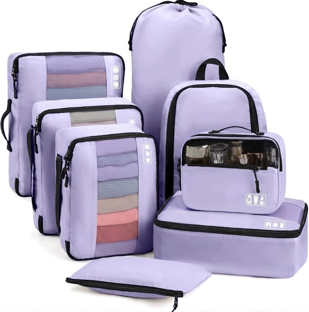 Suitcase Organizer 8 Pcs MURISE Lila Packages For Travel And Packing