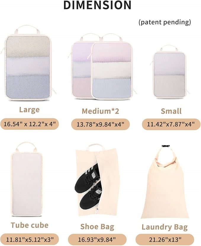 Suitcase Organizer, Packing Cubes, Compression, 7 Pieces, Manufacturer code Torby kompresyjne do pakowania podróżne