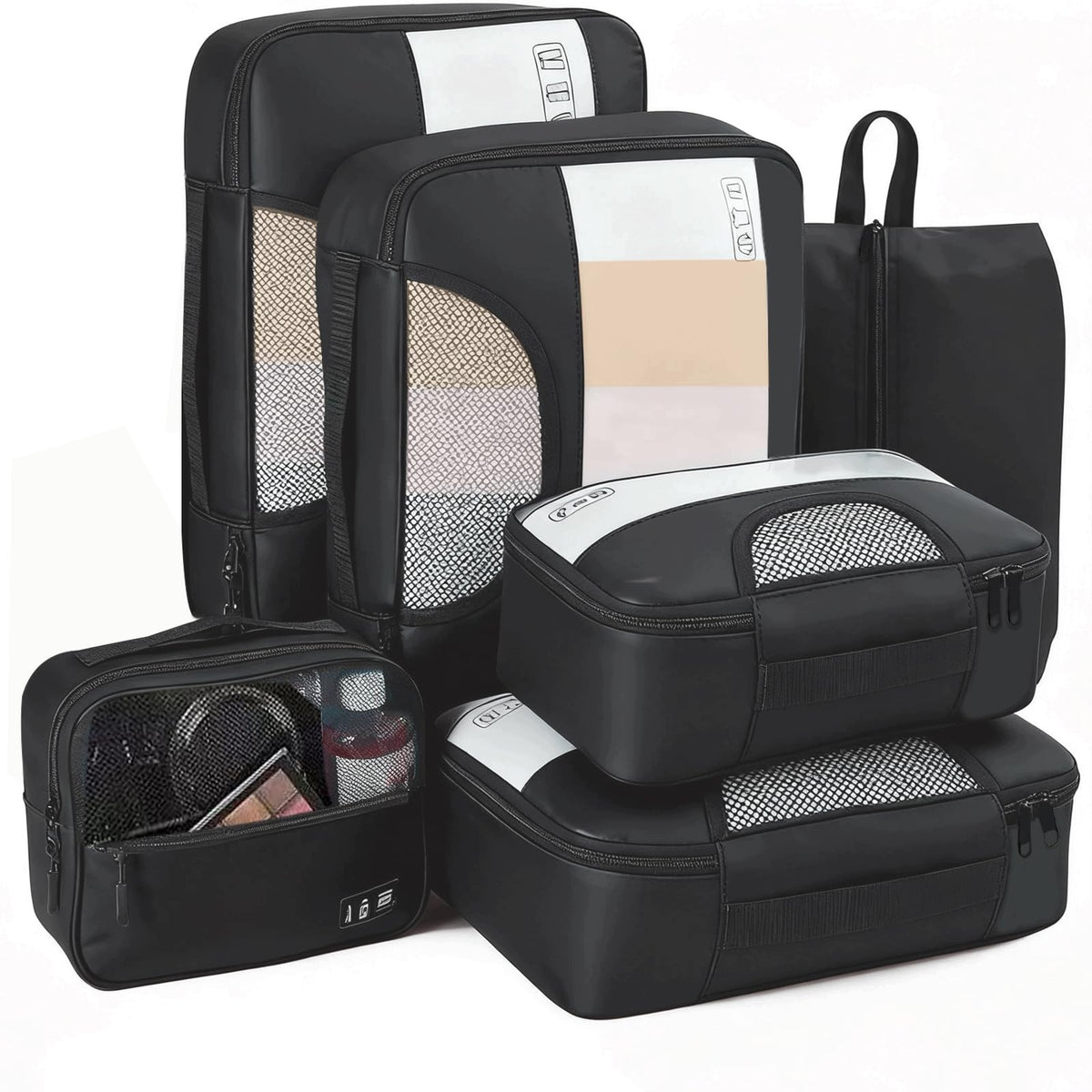 Suitcase Organizer Set 6 Pcs Rich Bunny Black Packing Bags