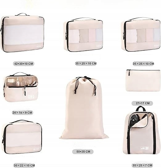 Suitcase Organizer Set 8 Pcs| With Cosmetic Bag and Shoe Bag Packaging status original