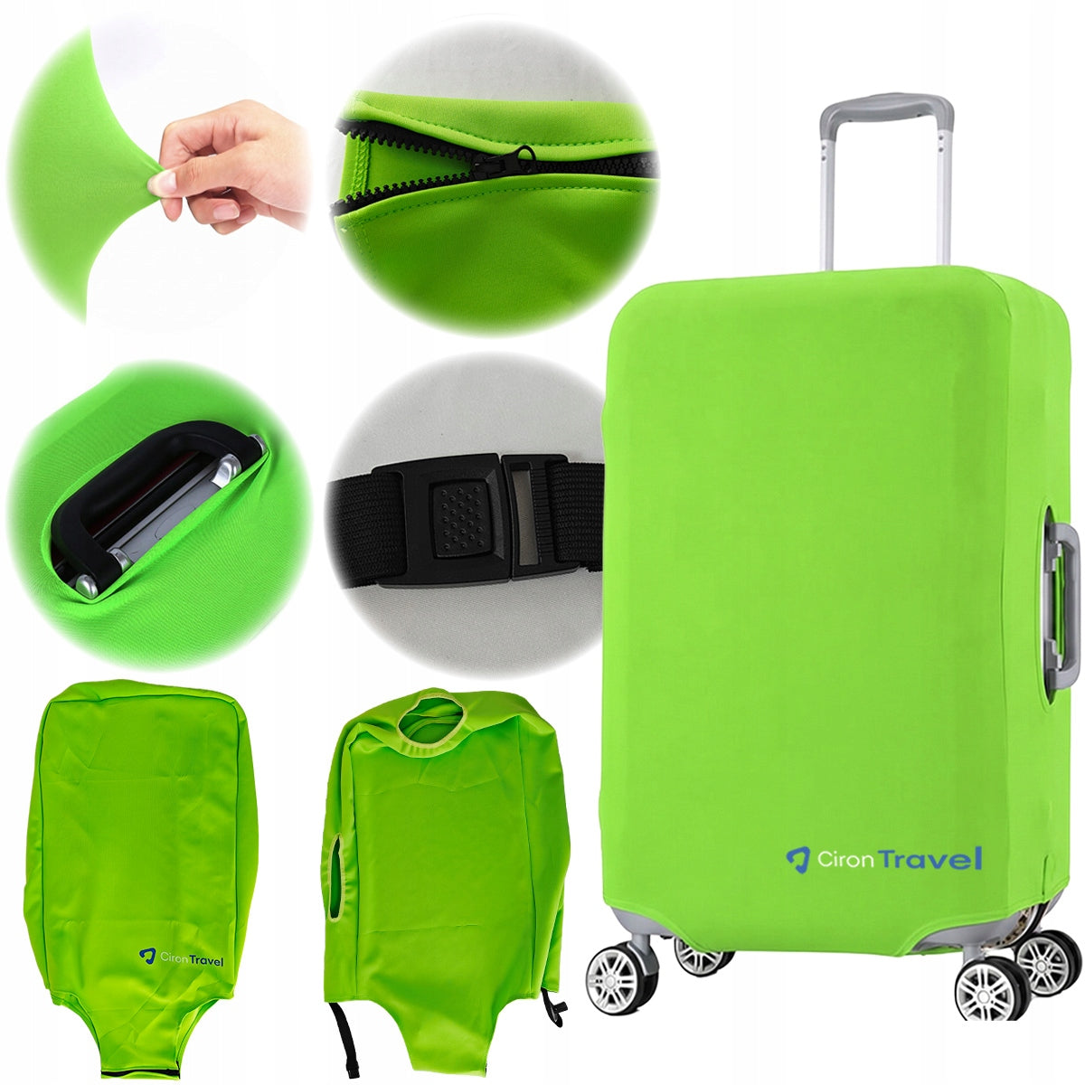 Suitcase cover CIRON TRAVEL size L elastic green