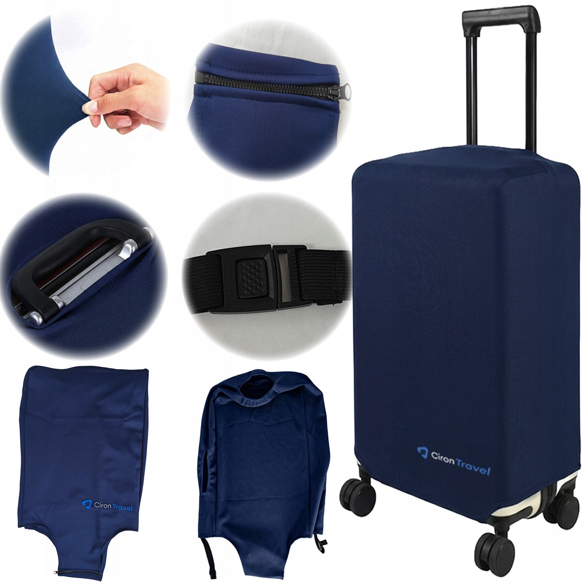 Suitcase cover CIRON TRAVEL size XL elastic navy blue
