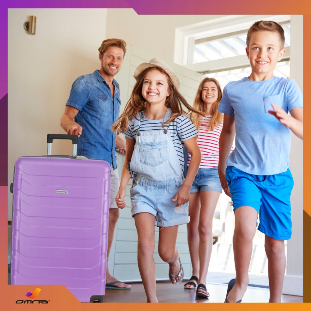 Suitcase large travel sturdy bag luggage trunk light wheels airplane 94L Model ARIZONA 94L FIOLETOWY