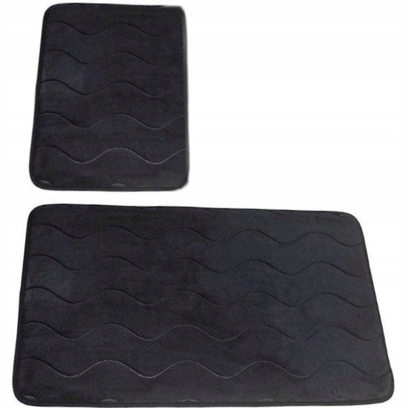 Sumba Bathroom Rugs Black Non-Slip 2 Piece Set