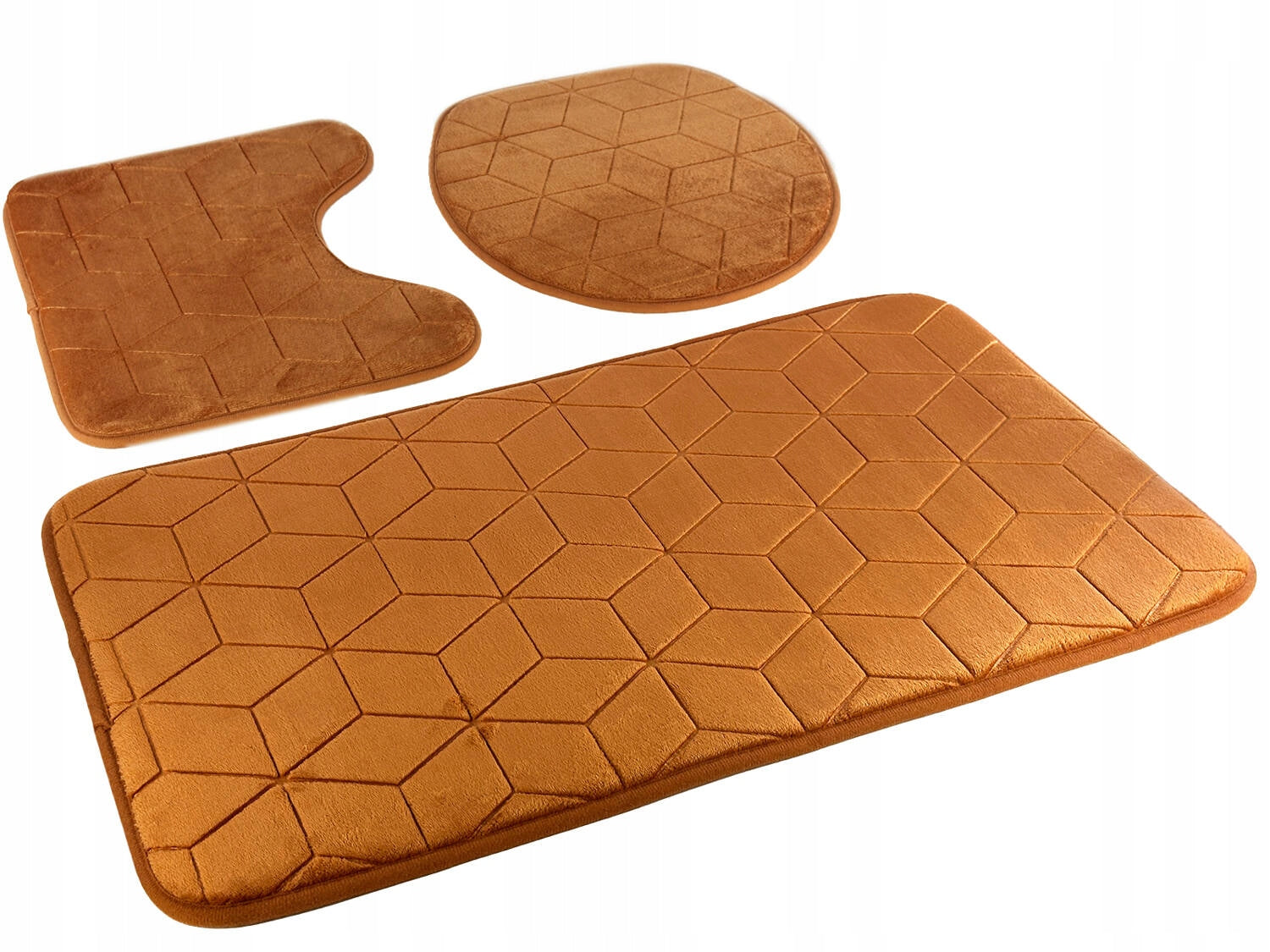 Sumba Bathroom Rugs Light Brown Anti-Slip Rugs Set of 3 pieces